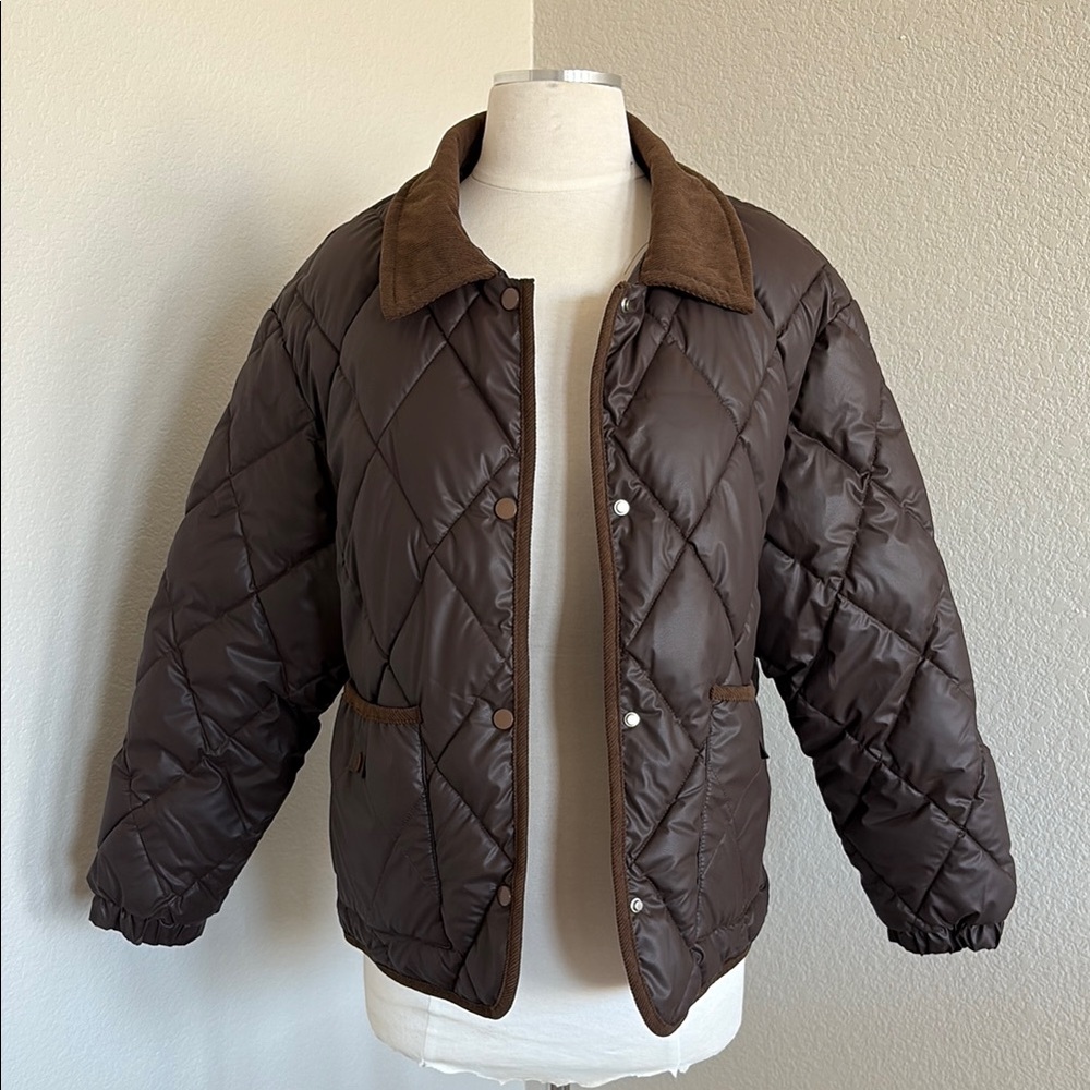 Brown Barn Jacket Quilted with Collar